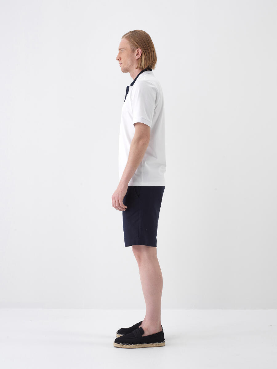 Beyaz Slim Fit Pamuklu Tişört - 4
