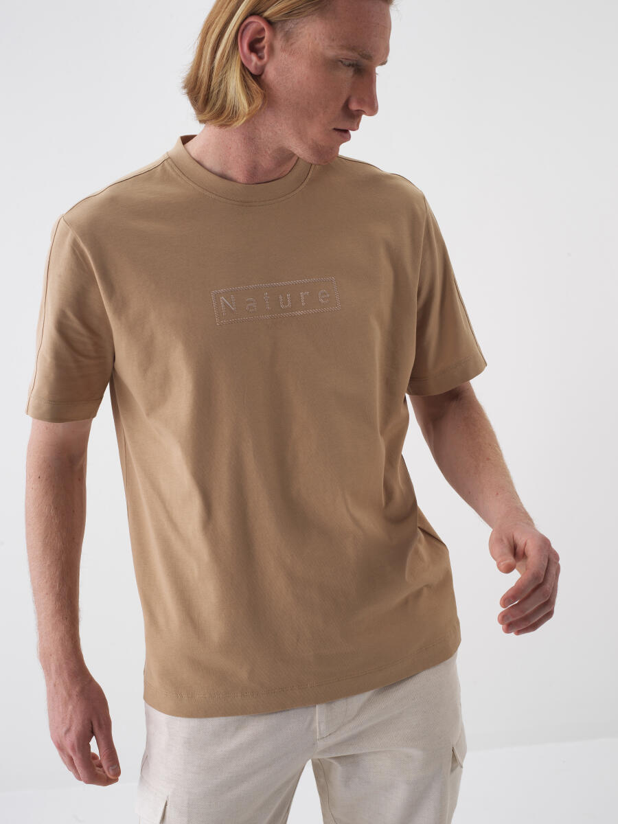 Camel Regular Fit Pamuklu Tişört