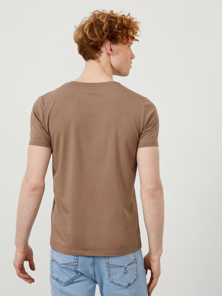 Camel Slim Fit Pamuklu Tişört - 4