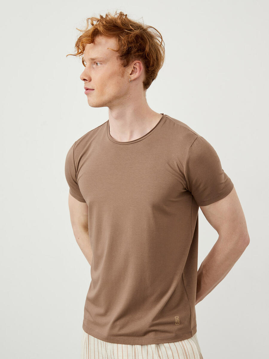 Camel Slim Fit Pamuklu Tişört - 3