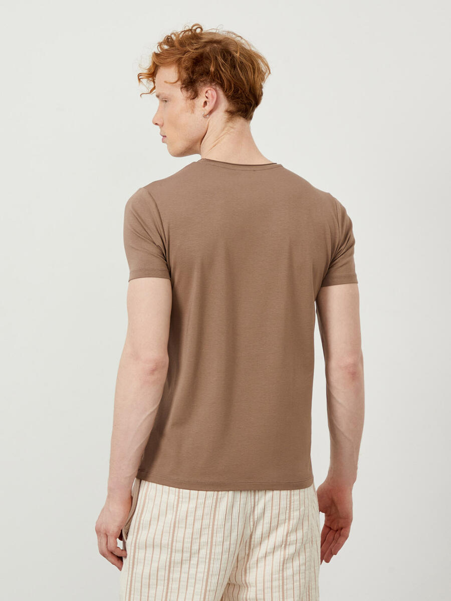 Camel Slim Fit Pamuklu Tişört - 4