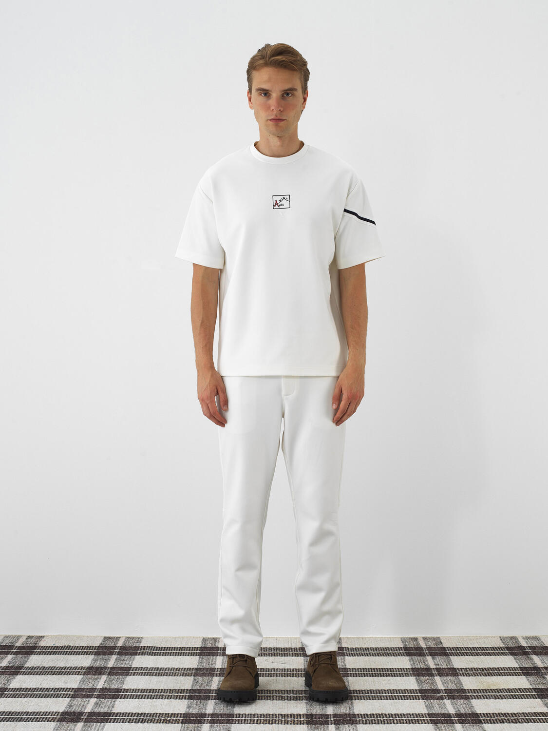 Ekru Esnek Dokulu Oversize Tişört - 2