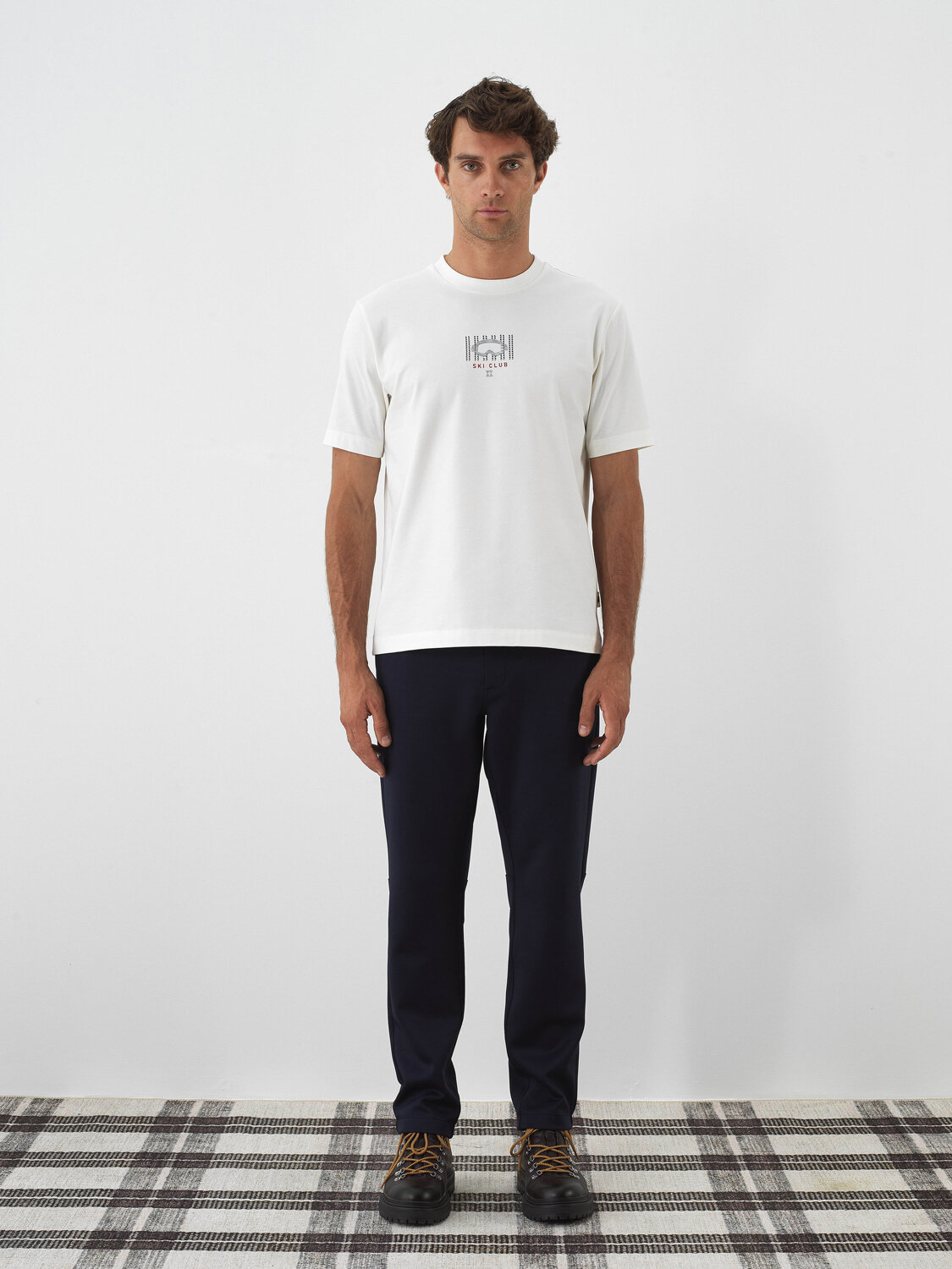 Ekru Pamuk Dokulu Regular Fit Tişört - Xint