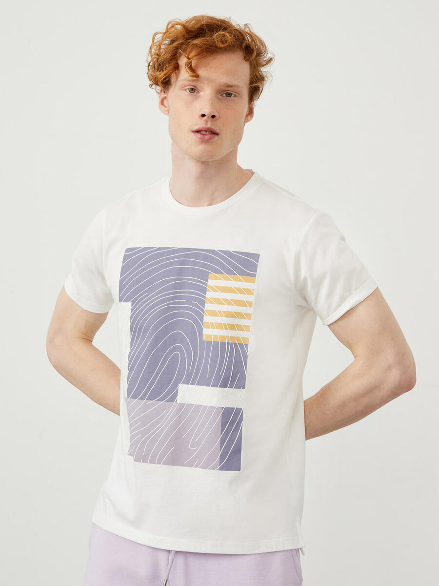 Ekru Regular Fit Pamuklu Tişört - 4