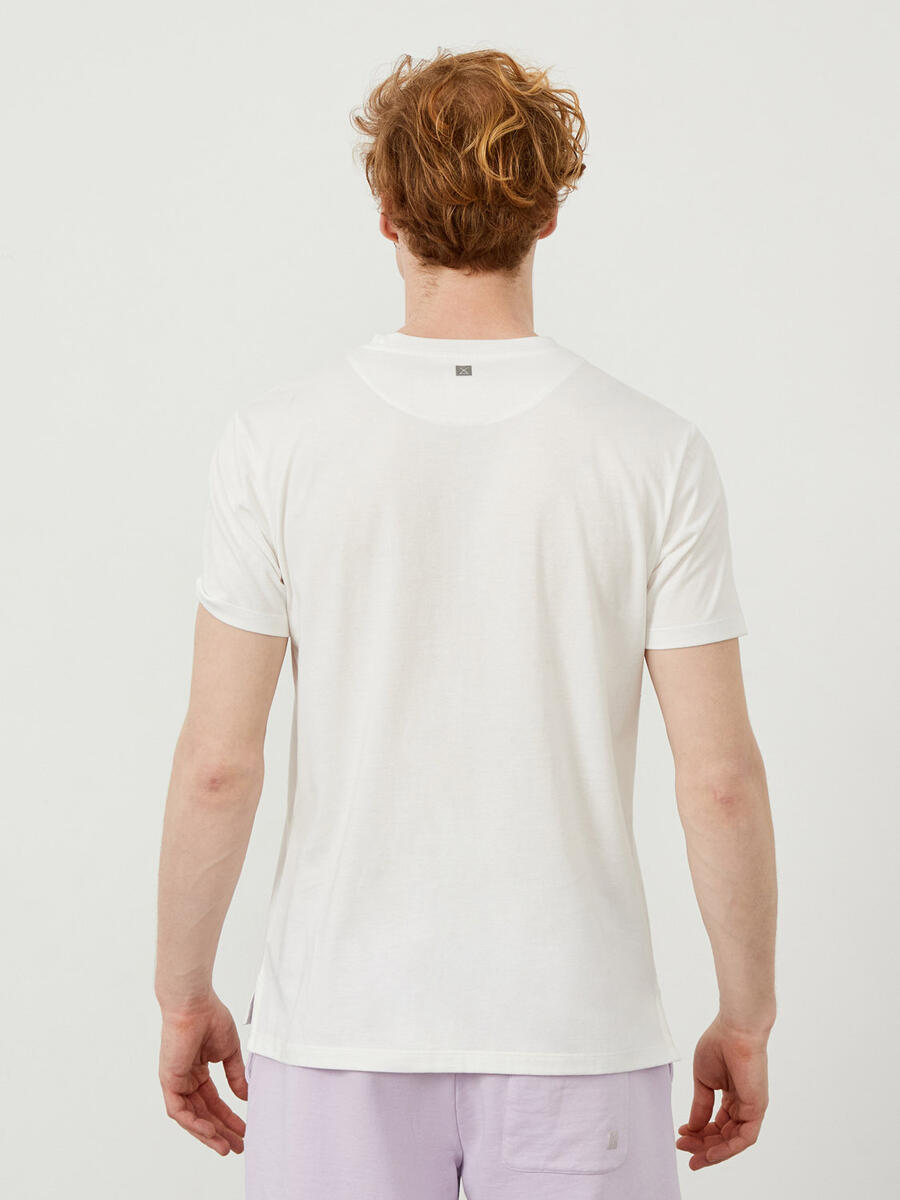 Ekru Regular Fit Pamuklu Tişört - 5