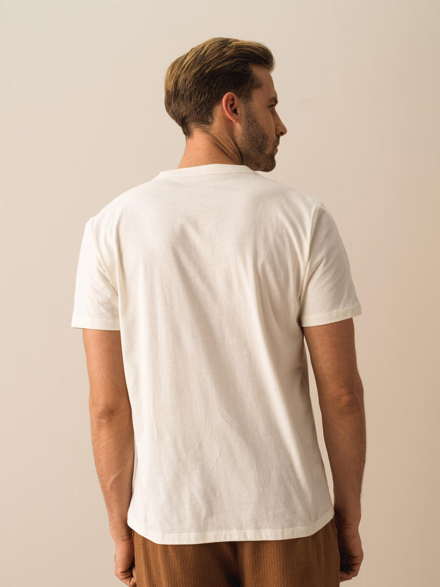 Ekru Regular Fit Pamuklu Tişört - 3