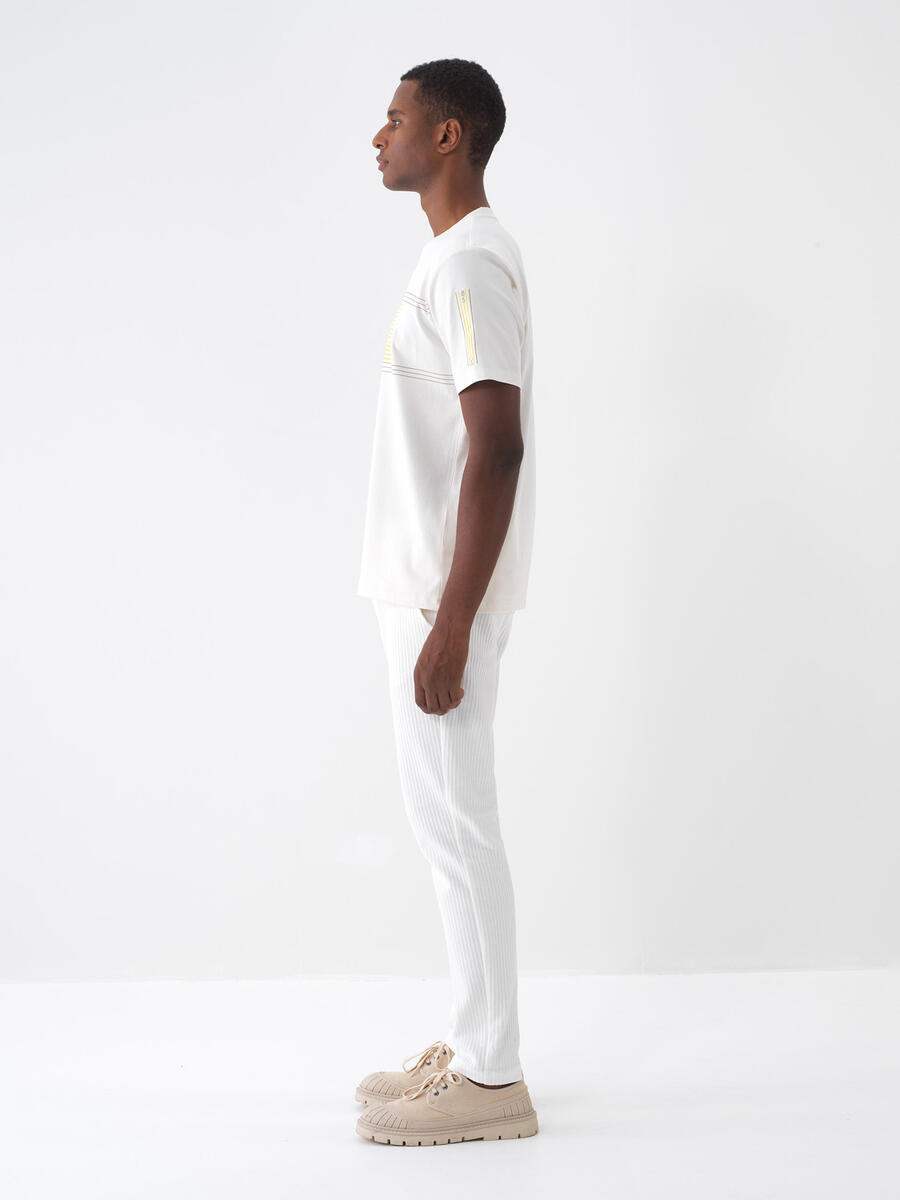 Ekru Regular Fit Pamuklu Tişört - 4