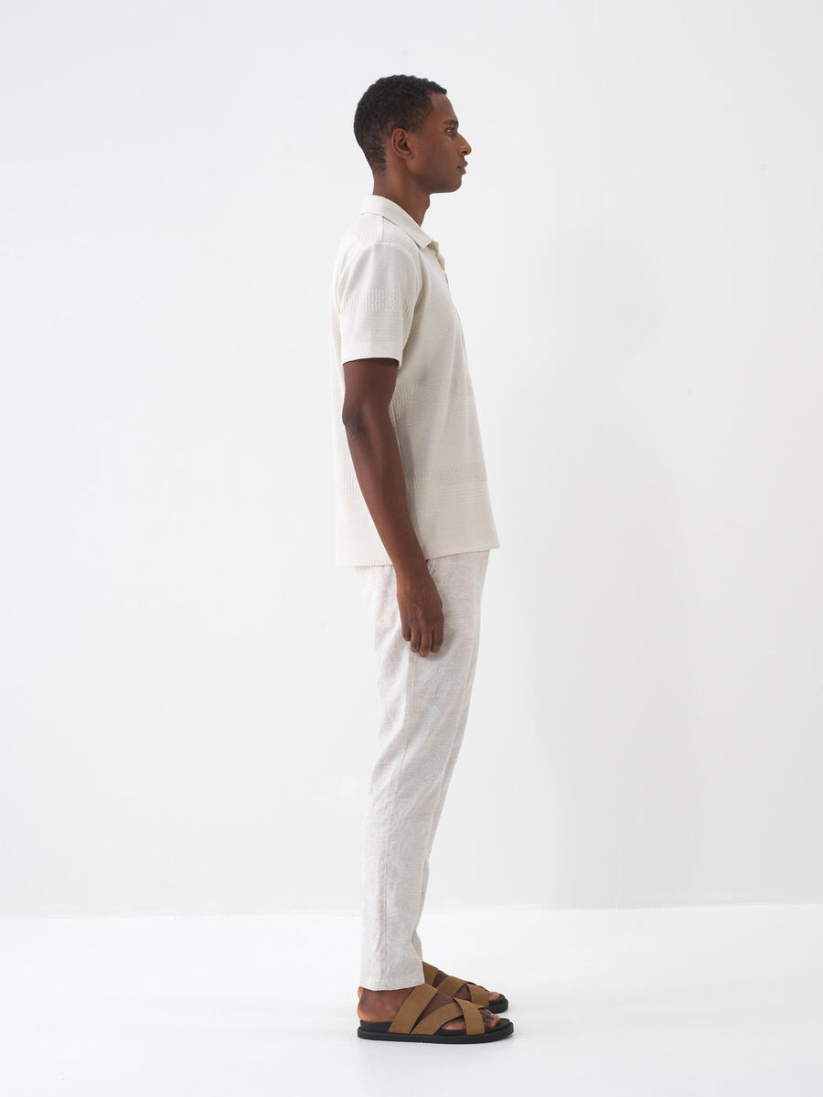 Ekru Regular Fit Polo Yaka Tişört - 3