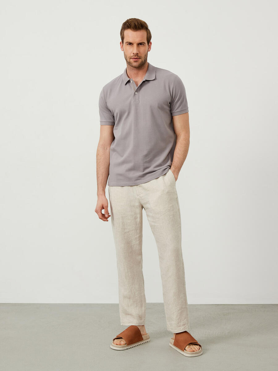 Gri Regular Fit Pamuklu Tişört - 2