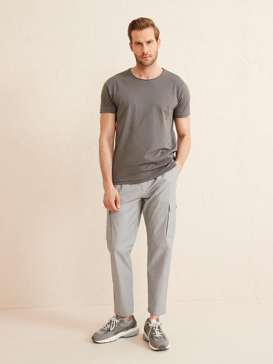 Gri Regular Fit Pamuklu Tişört - 2