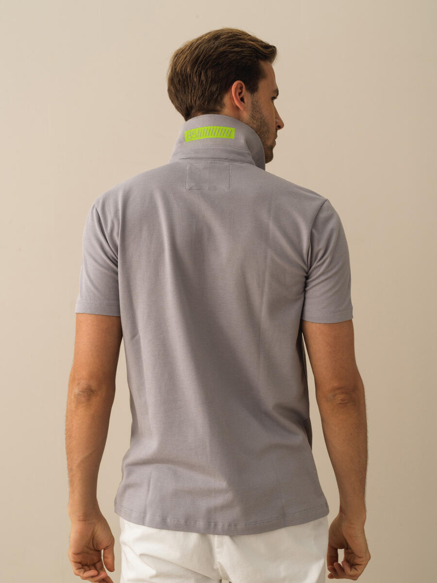 Gri Regular Fit Pamuklu Polo Yaka Tişört - 3