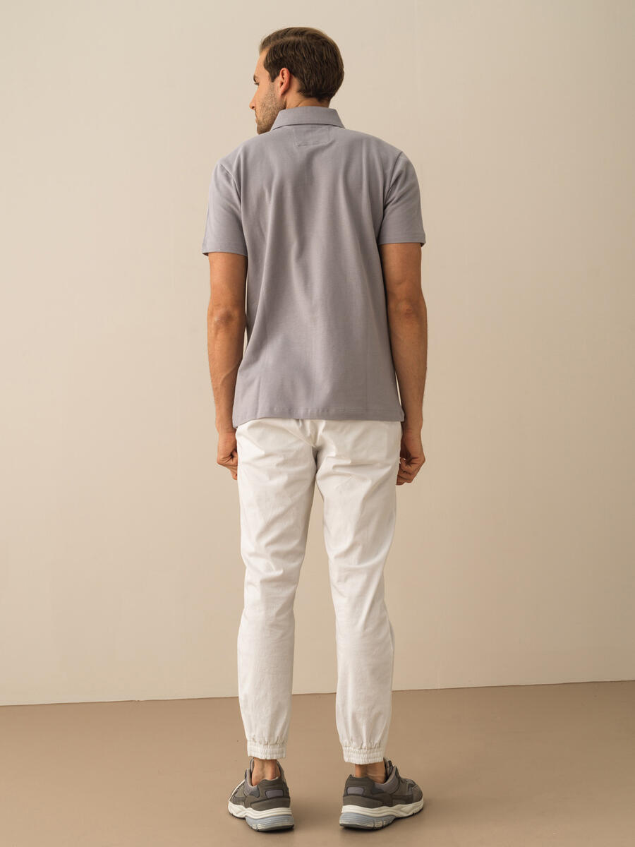 Gri Regular Fit Pamuklu Polo Yaka Tişört - 4