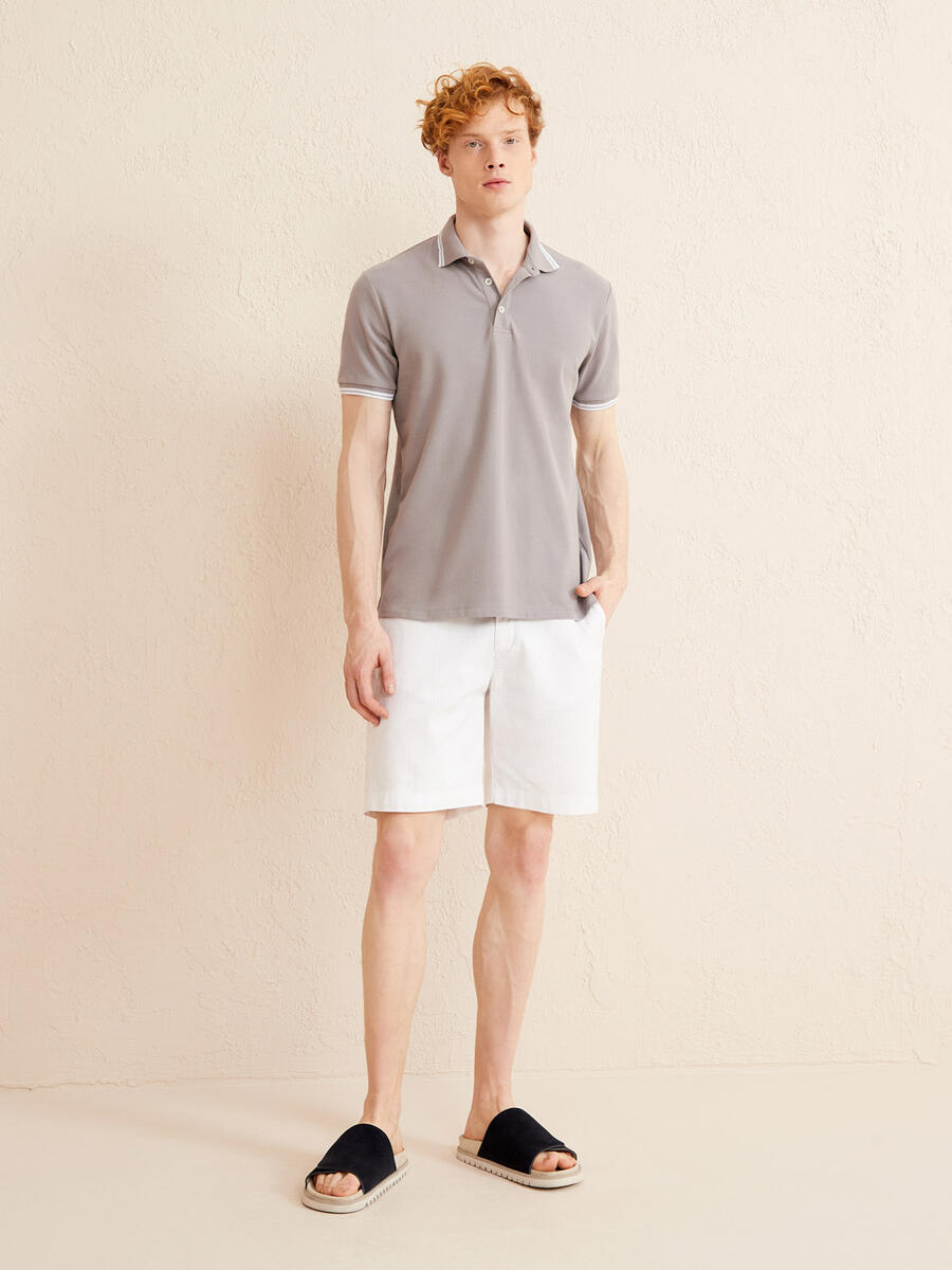 Gri Slim Fit Pamuklu Tişört - 2