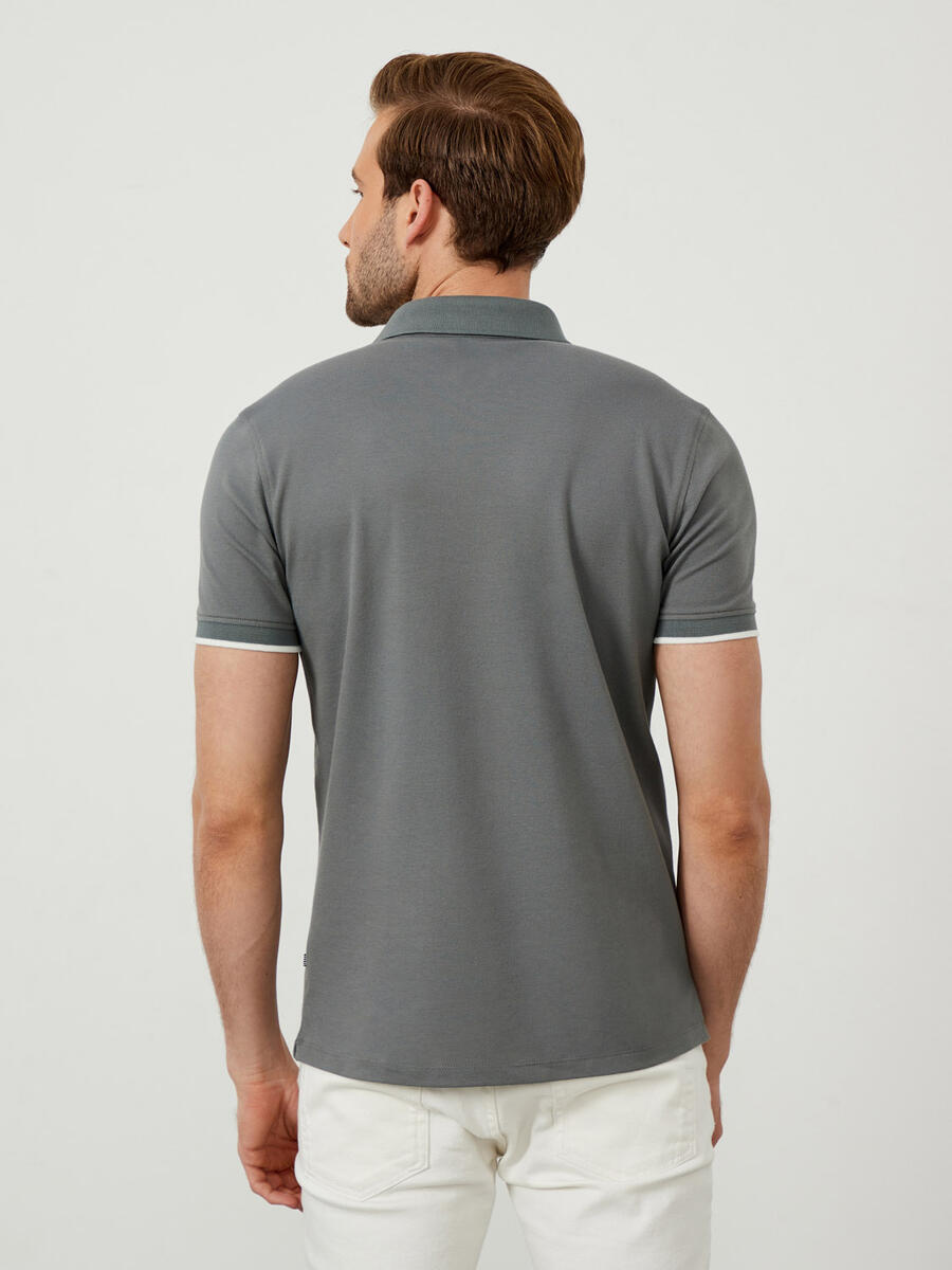 Gri Slim Fit Pamuklu Tişört - 5