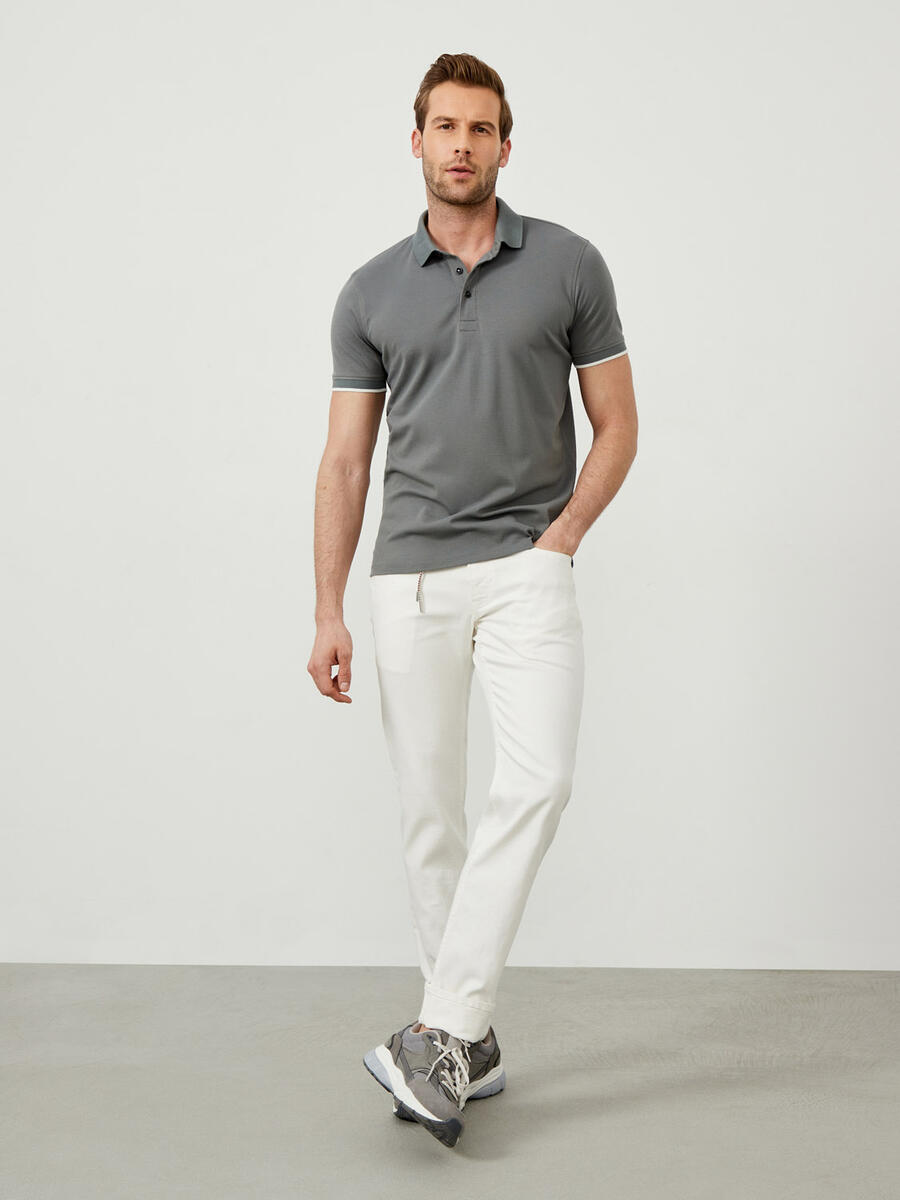 Gri Slim Fit Pamuklu Tişört - 2