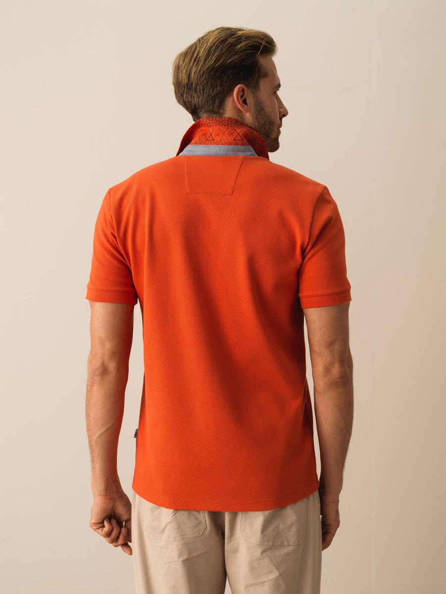 Kiremit Rengi Slim Fit Pamuklu Tişört - 3