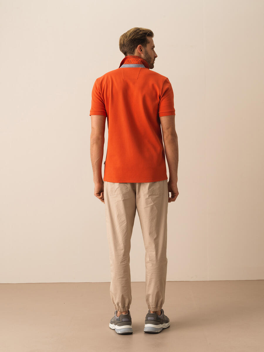 Kiremit Rengi Slim Fit Pamuklu Tişört - 4