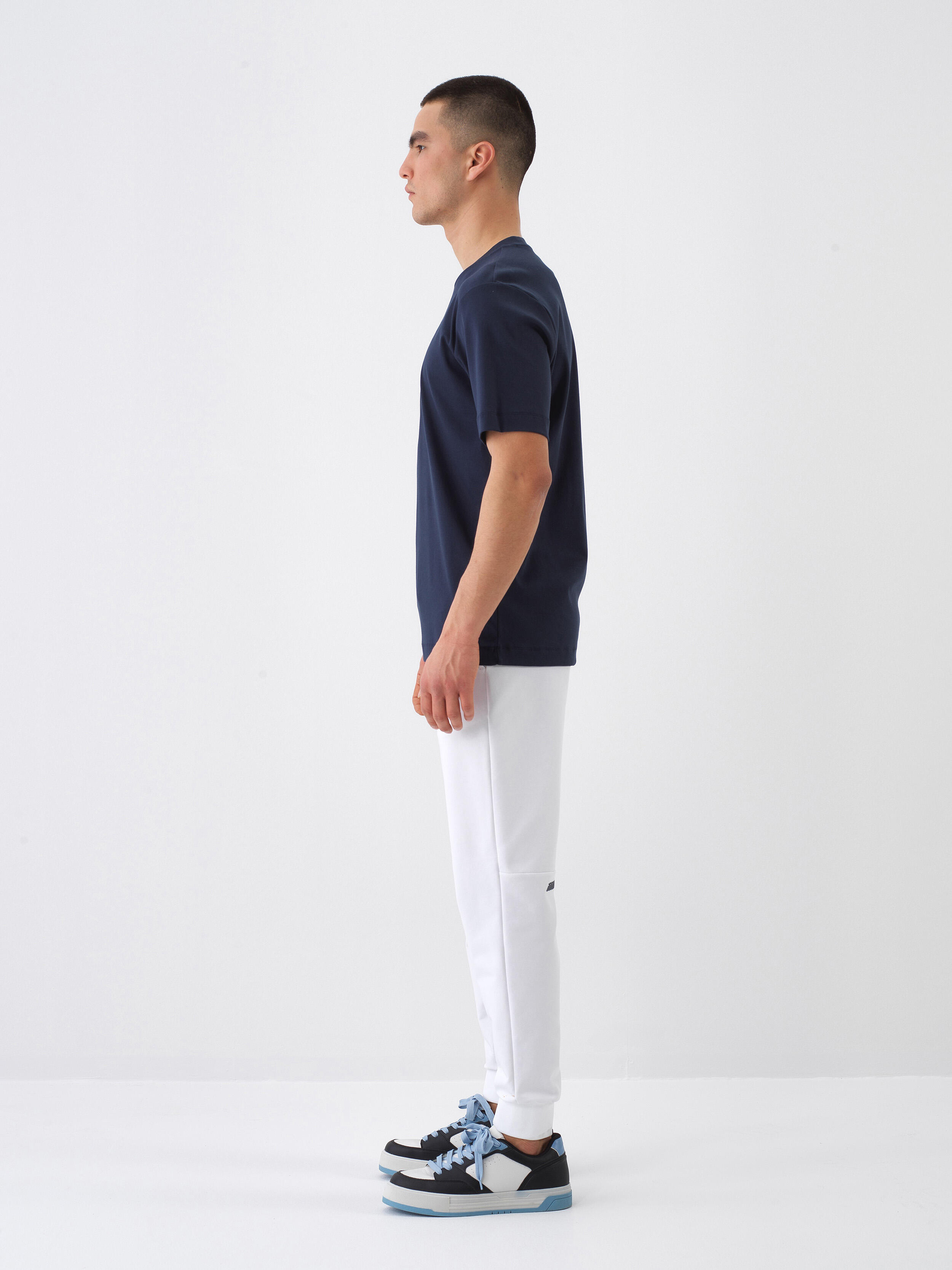 Lacivert Lüks Merserize Dokulu Regular Fit Tişört - 3