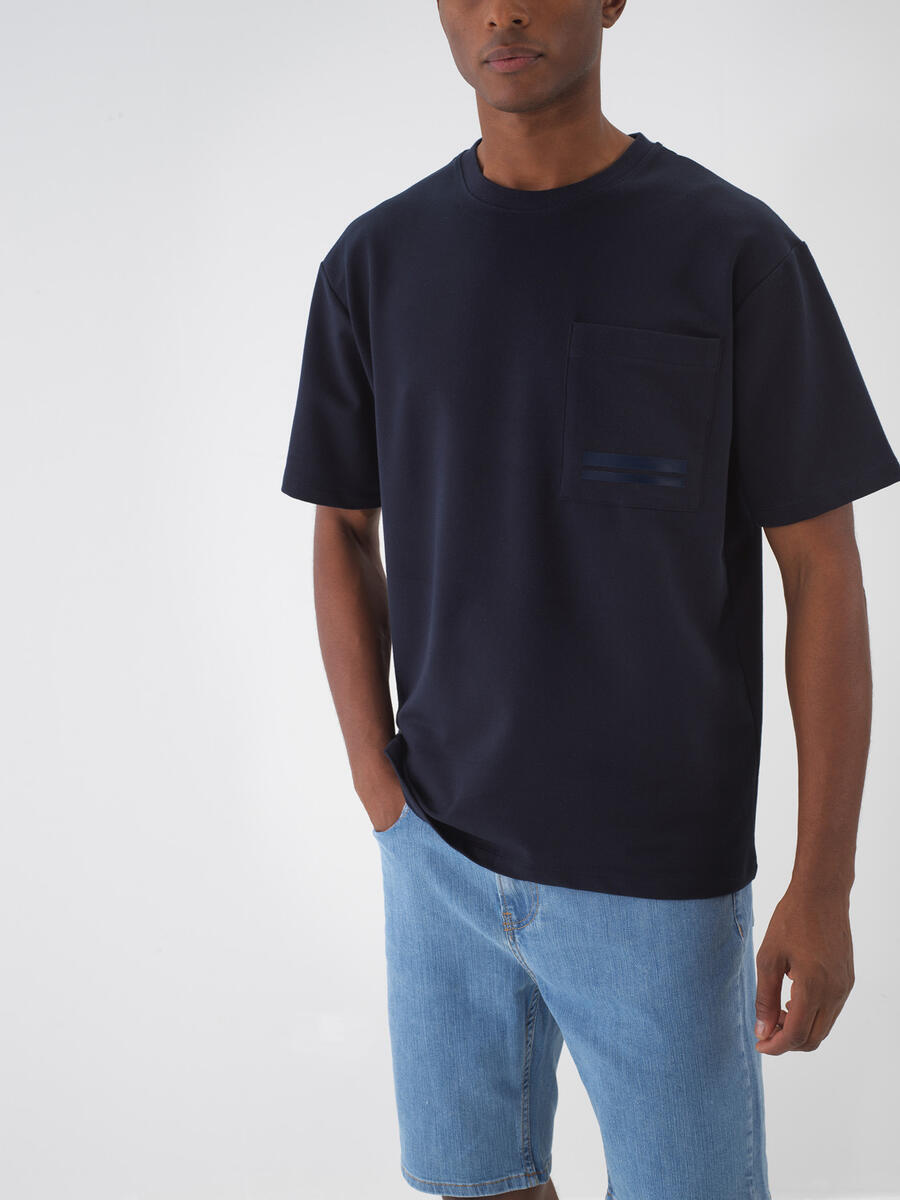 Lacivert Oversize Pamuklu Basic Tişört