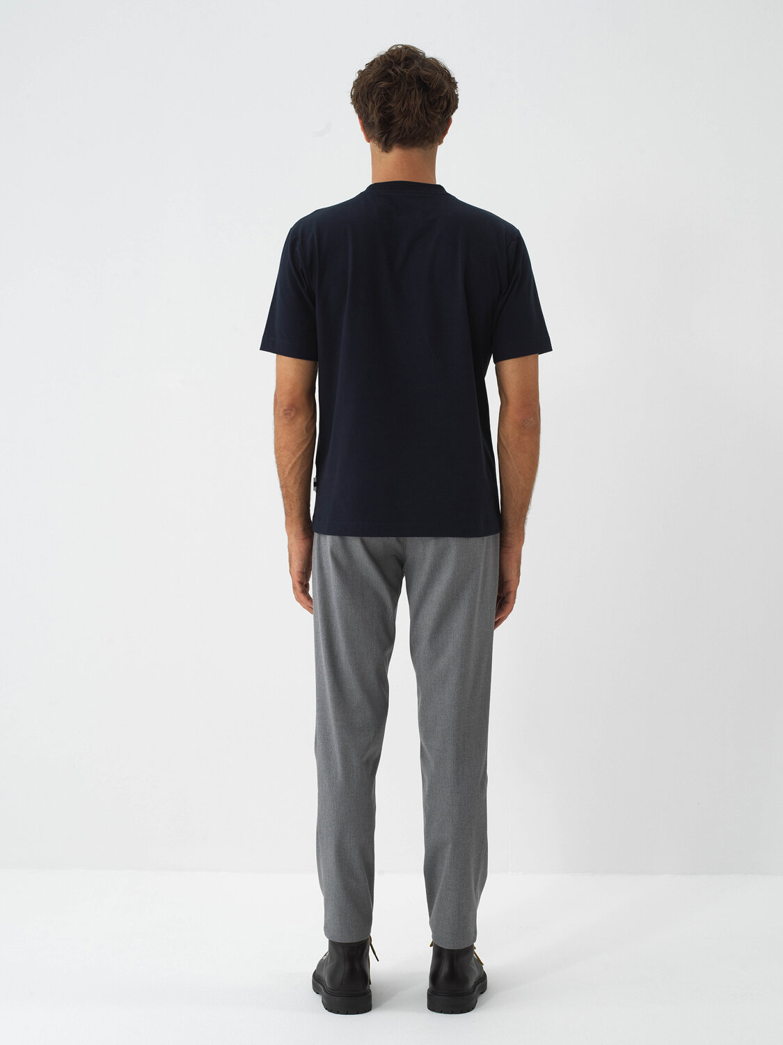 Lacivert Pamuk Dokulu Regular Fit Tişört - Xint