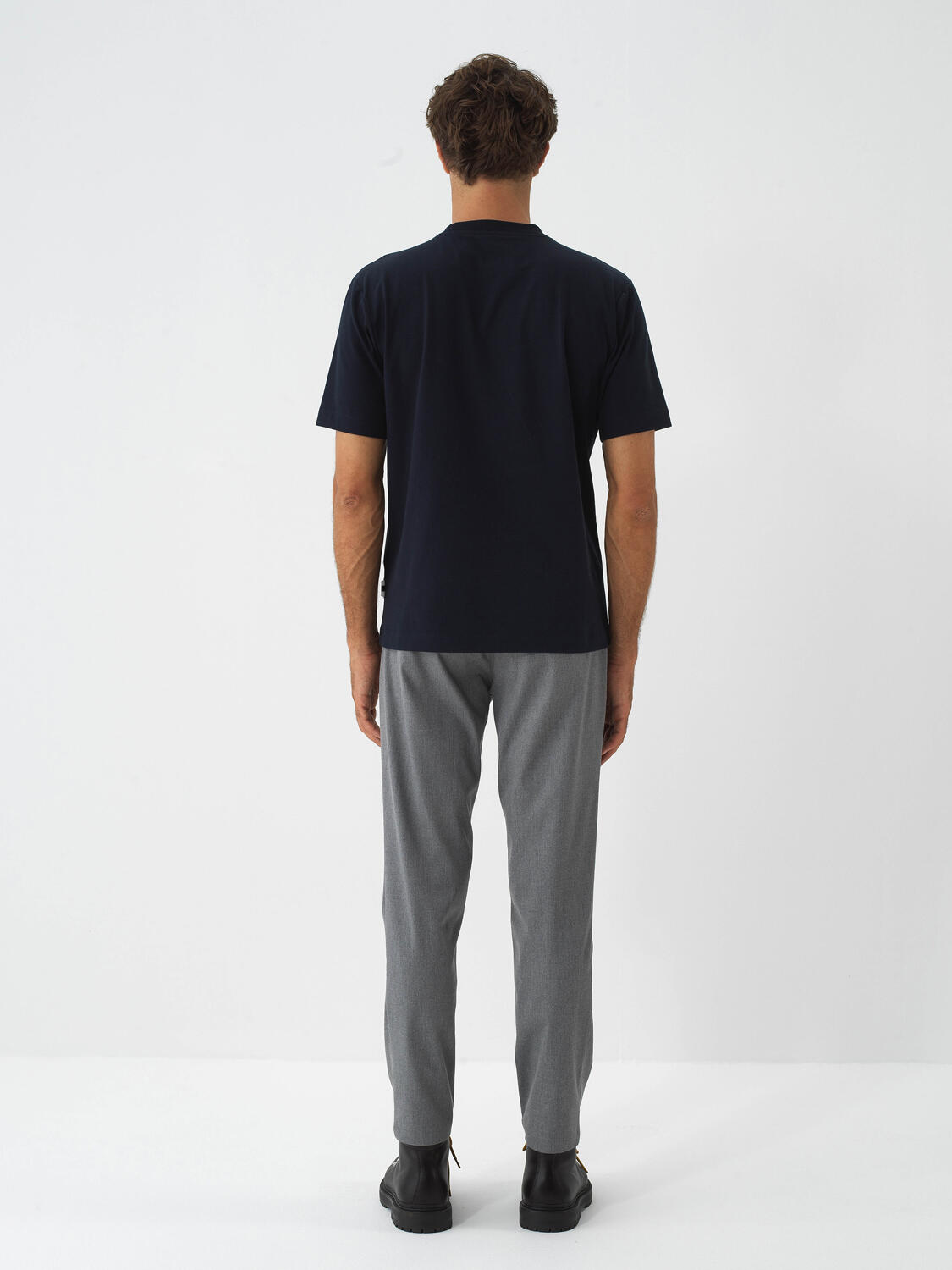 Lacivert Pamuk Dokulu Regular Fit Tişört - 5