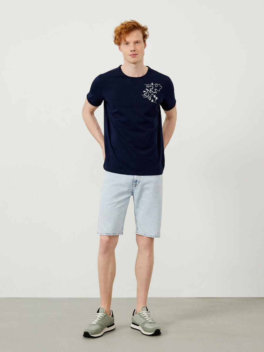 Lacivert Regular Fit Pamuklu Tişört - 2