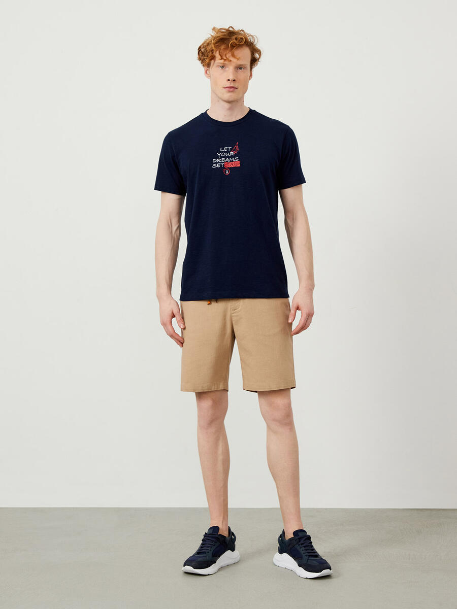 Lacivert Regular Fit Pamuklu Tişört - 2