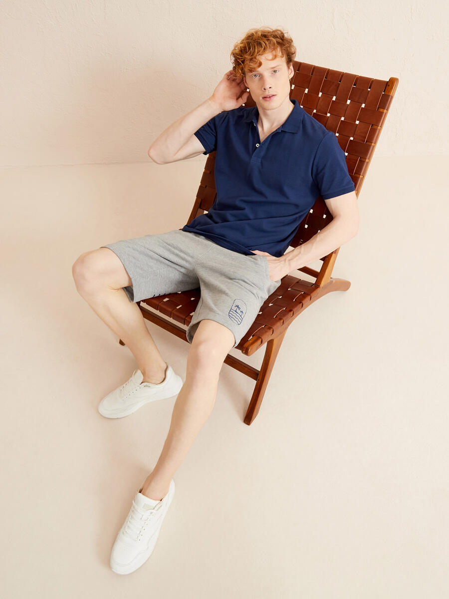 Lacivert Regular Fit Pamuklu Polo Yaka Basic Tişört - 2