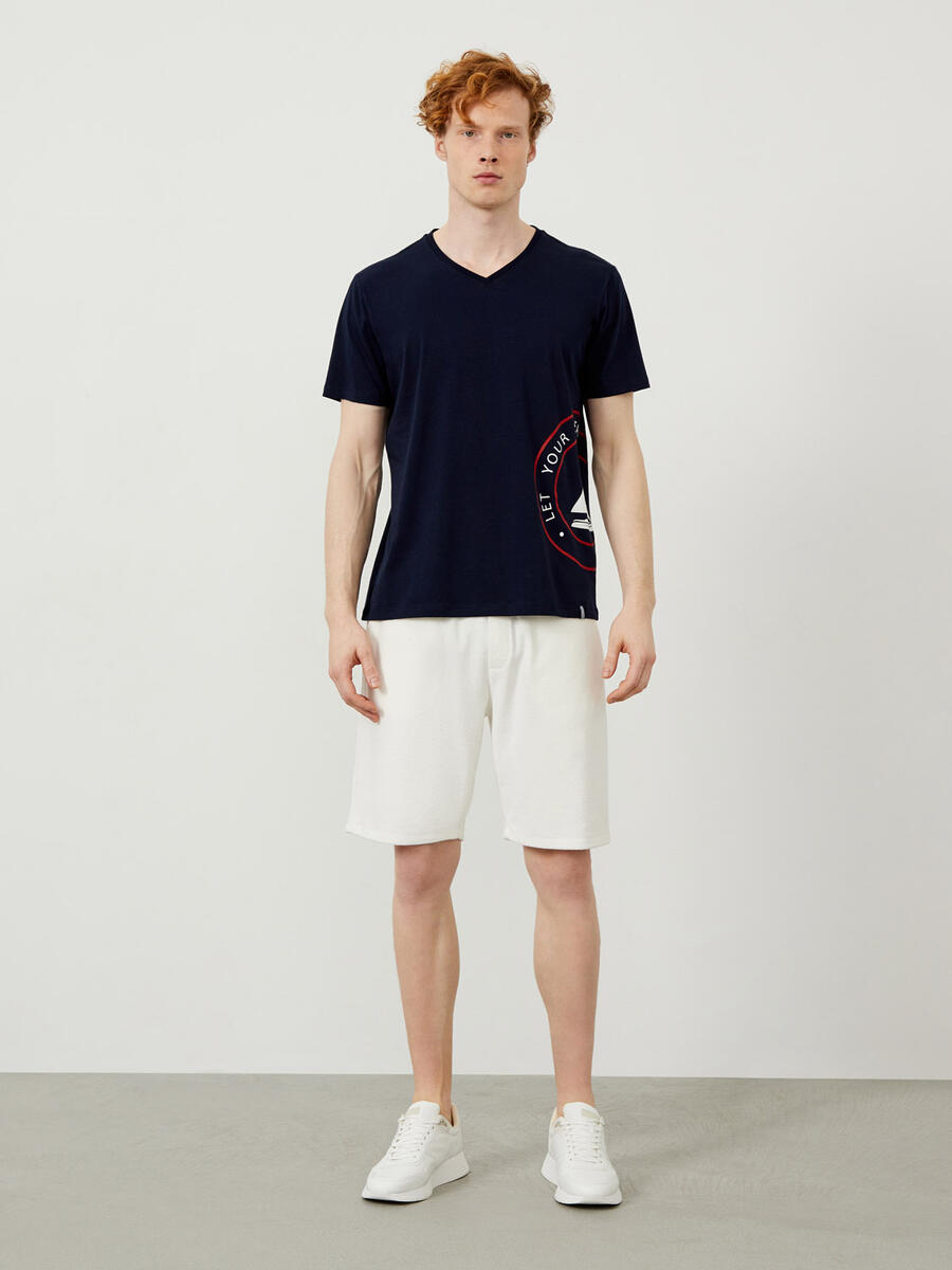 Lacivert Regular Fit Pamuklu Tişört - 2