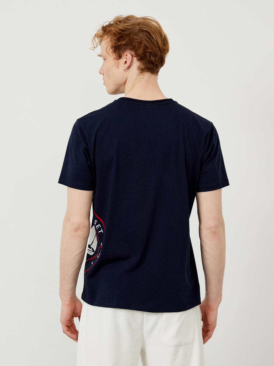 Lacivert Regular Fit Pamuklu Tişört - 4