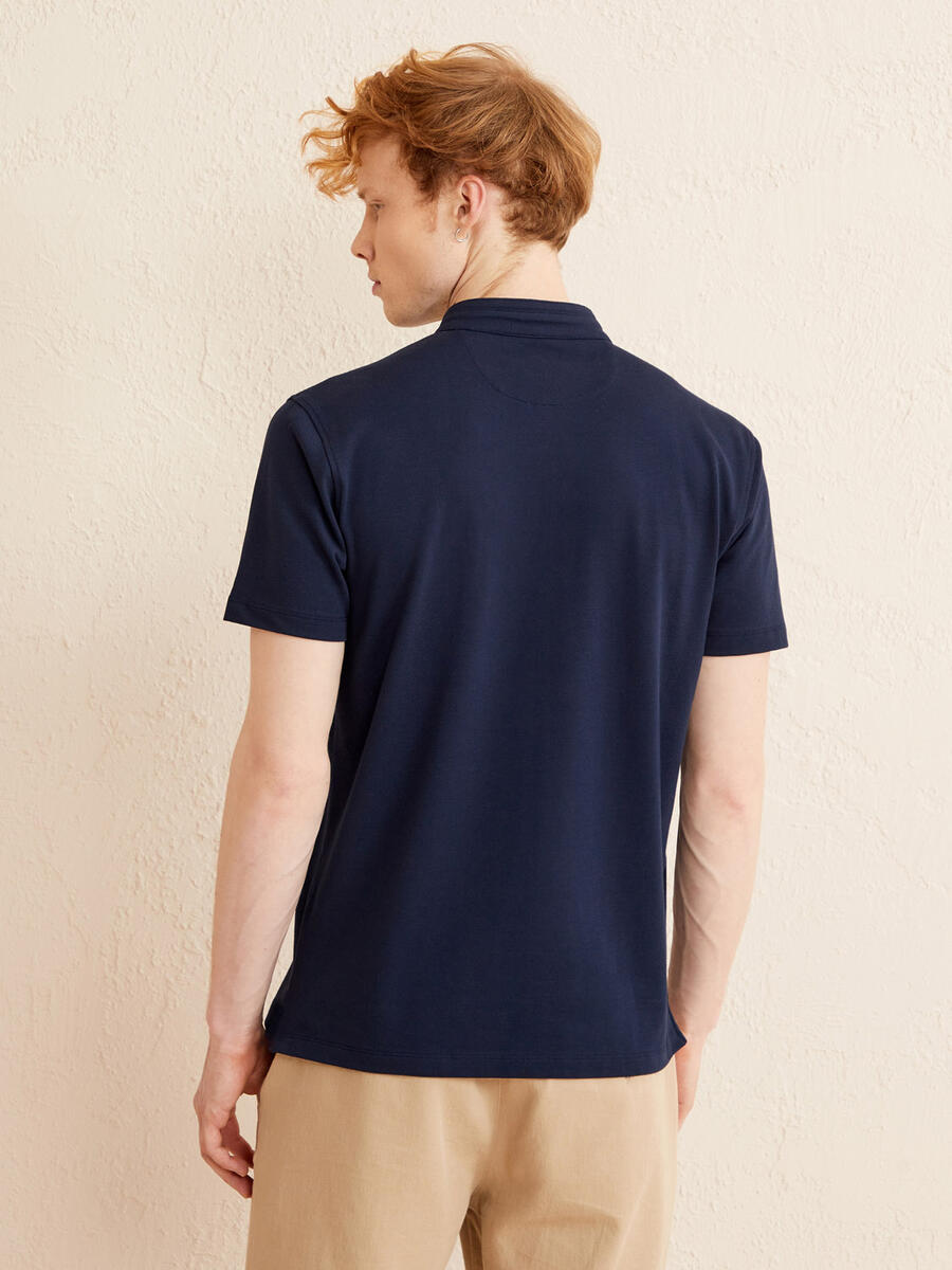 Lacivert Regular Fit Pamuklu Tişört - 5