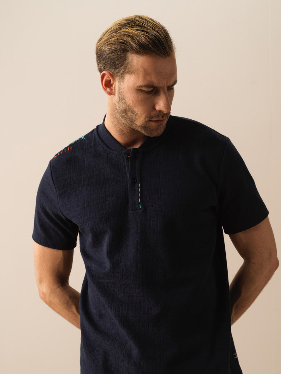 Lacivert Regular Fit Pamuklu Tişört