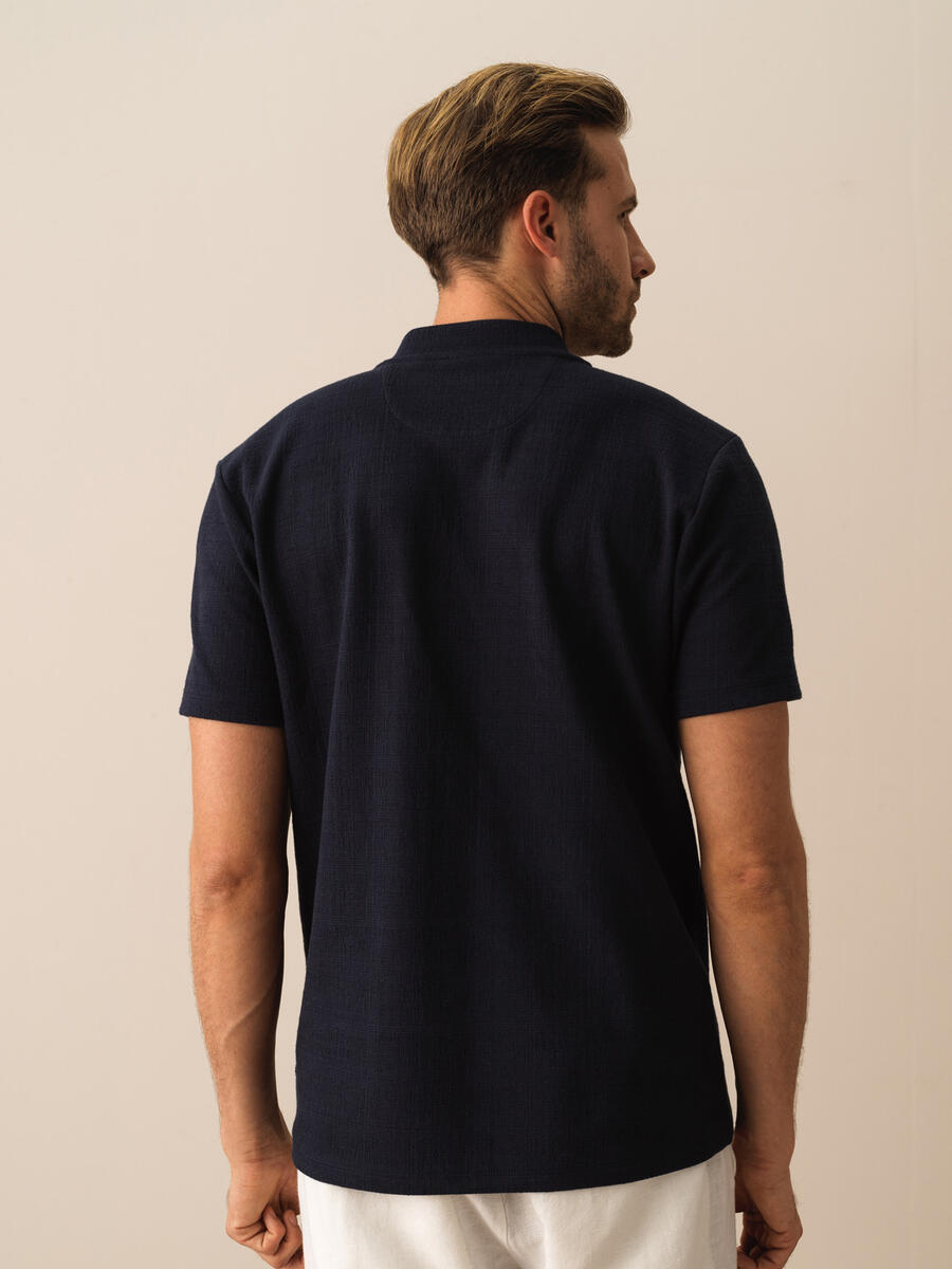Lacivert Regular Fit Pamuklu Tişört - 3
