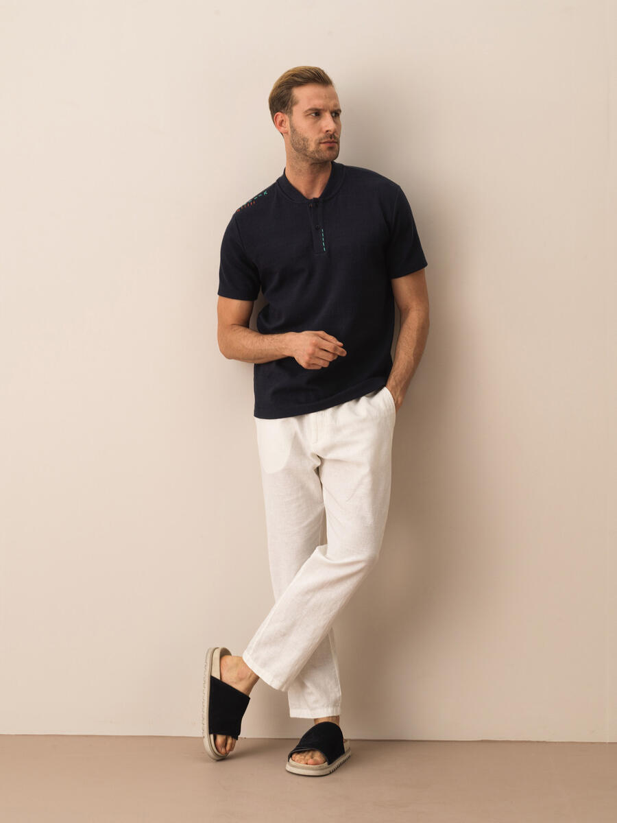 Lacivert Regular Fit Pamuklu Tişört - 2