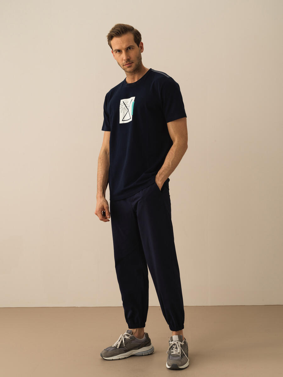Lacivert Regular Fit Pamuklu Tişört - 2
