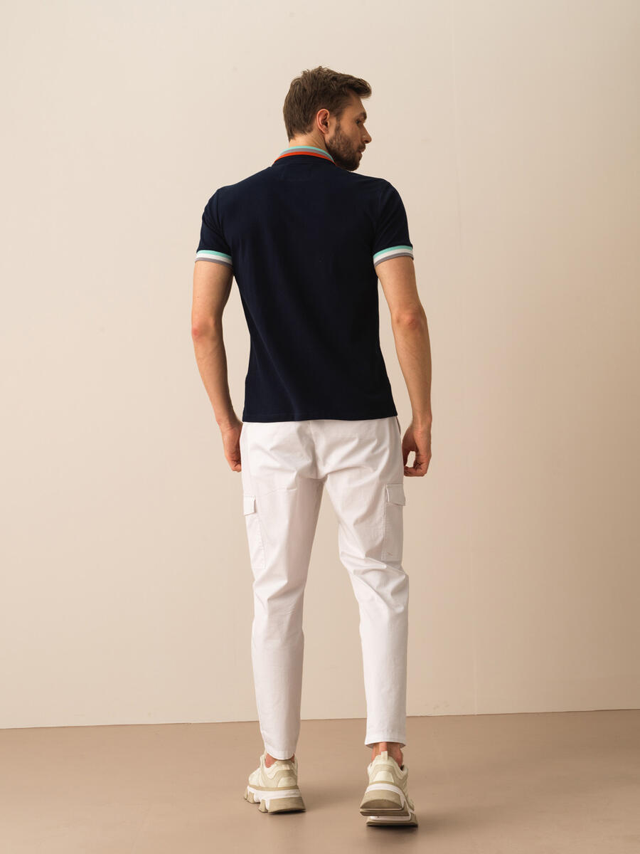 Lacivert Regular Fit Pamuklu Tişört - 4