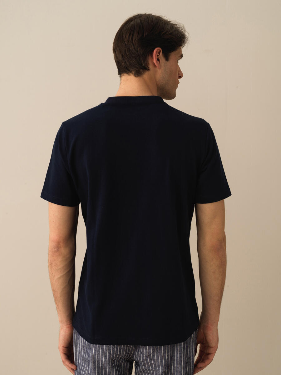 Lacivert Regular Fit Pamuklu Tişört - 3