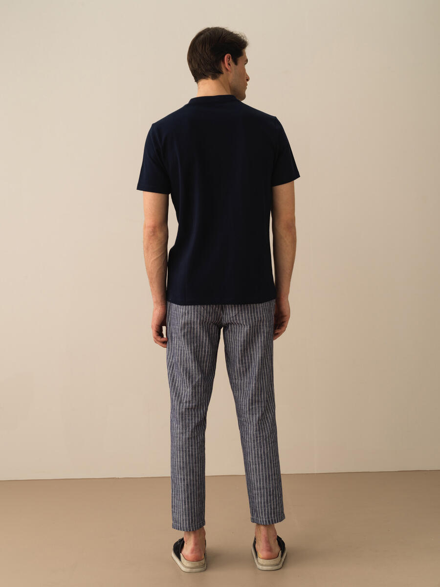 Lacivert Regular Fit Pamuklu Tişört - 4