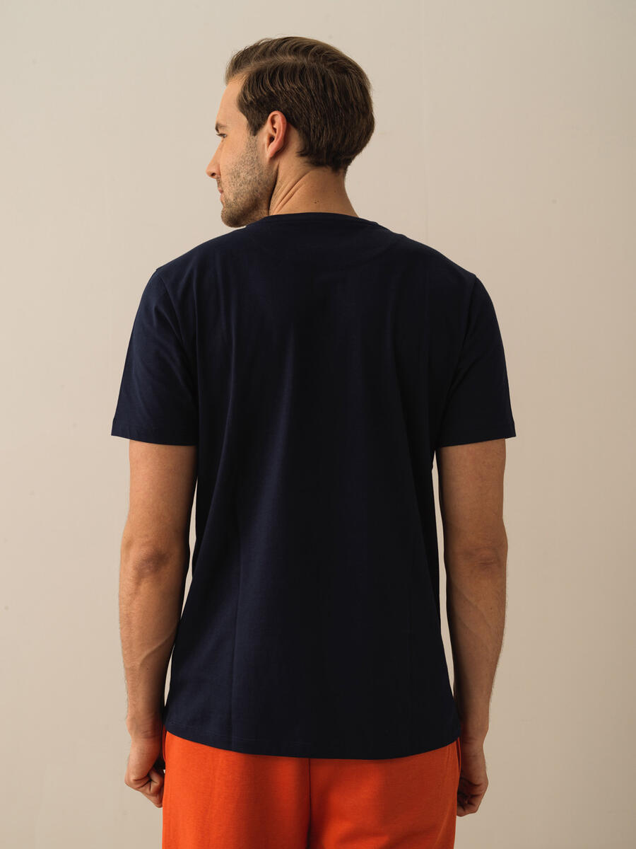 Lacivert Regular Fit Pamuklu Tişört - 3