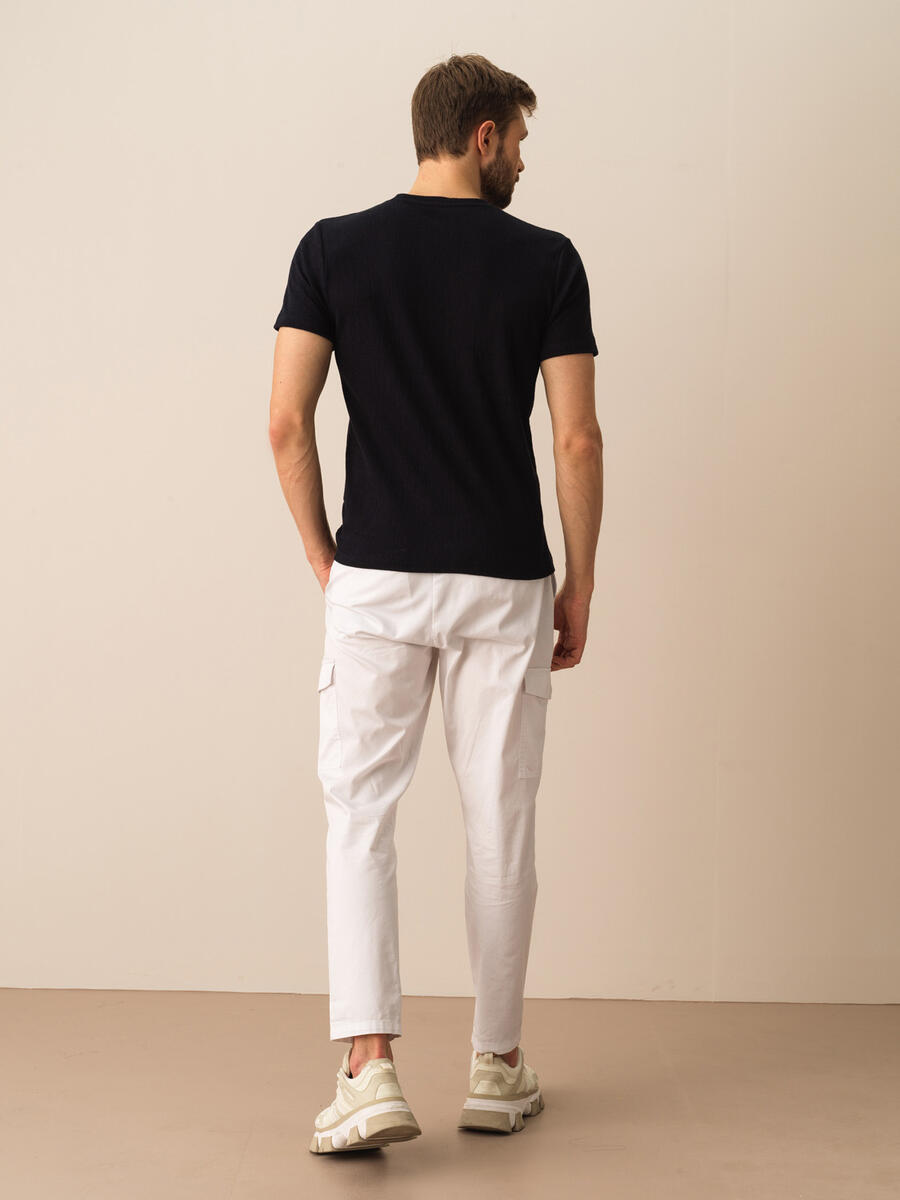 Lacivert Regular Fit Pamuklu Tişört - 4