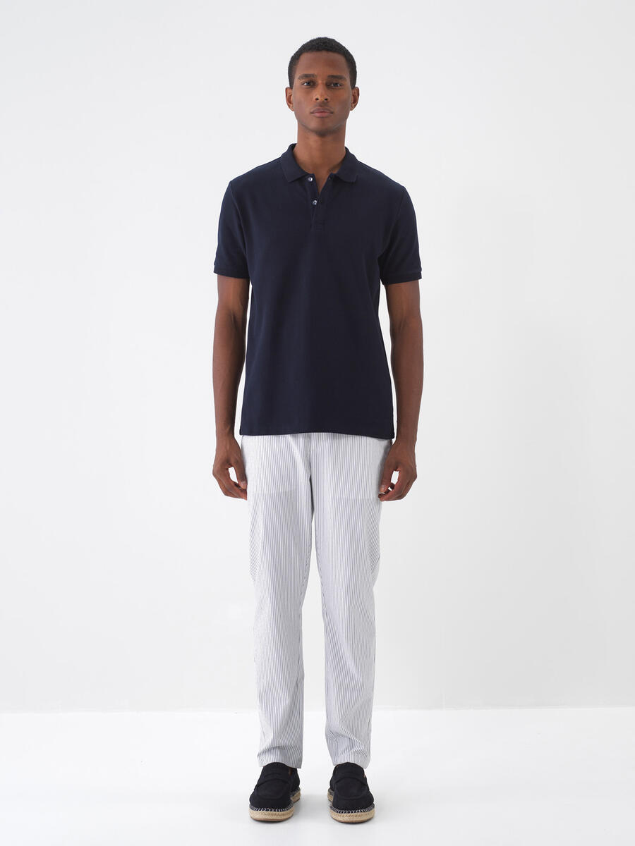 Lacivert Regular Fit Pamuklu Tişört - 2