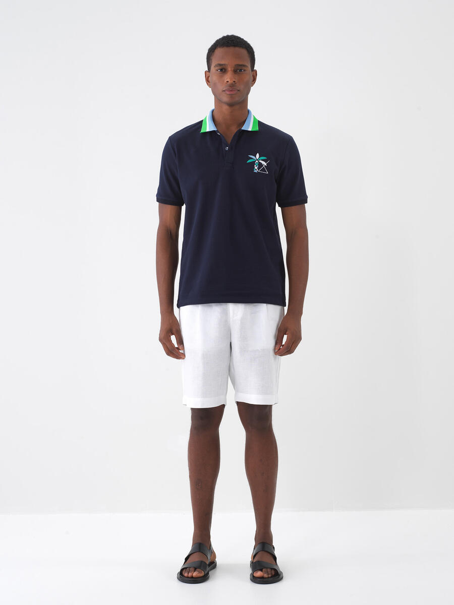 Lacivert Regular Fit Pamuklu Tişört - 2