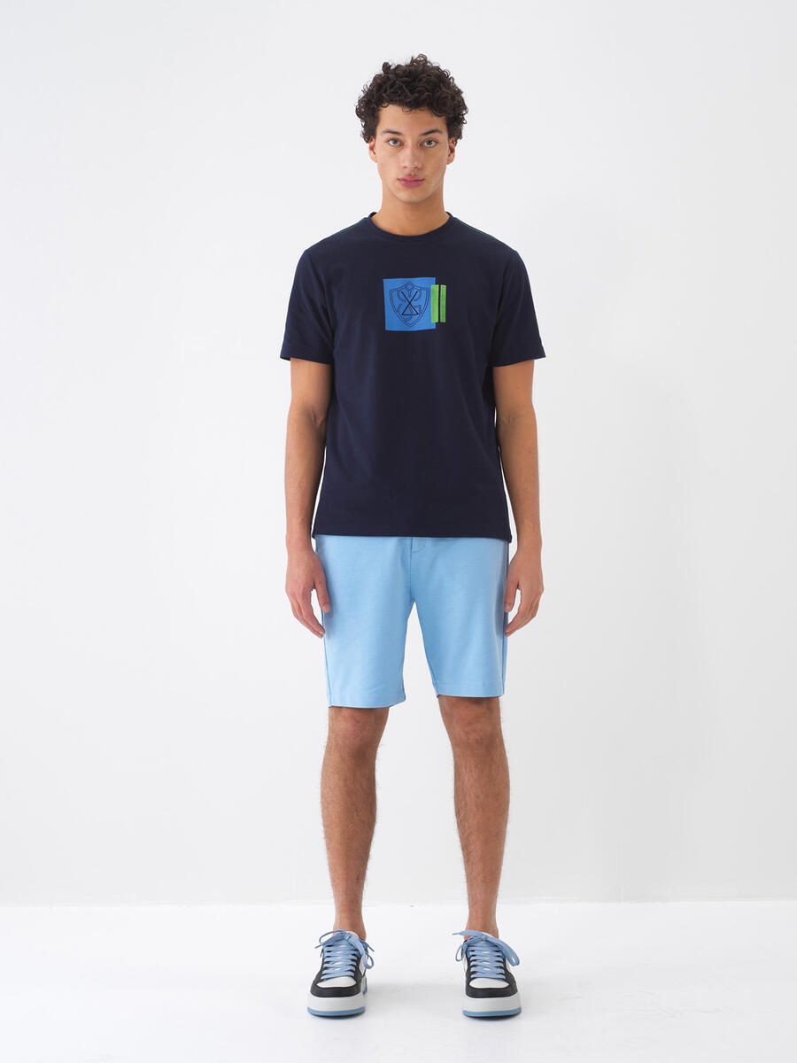 Lacivert Regular Fit Pamuklu Tişört - 2