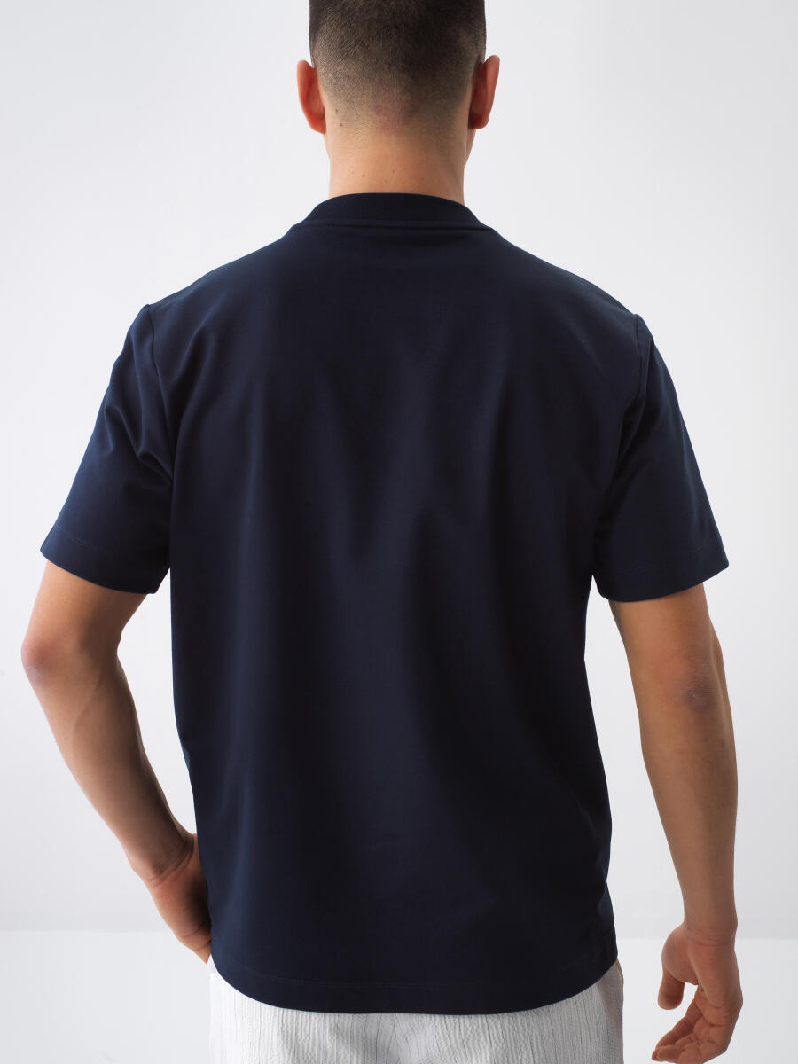 Lacivert Regular Fit Pamuklu Tişört - 4