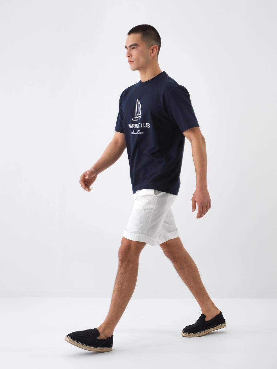 Lacivert Regular Fit Pamuklu Tişört - 3