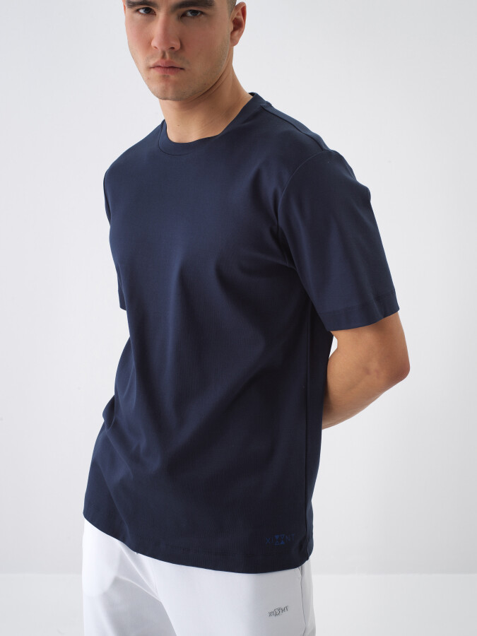 Lacivert Regular Fit Pamuklu Tişört - Xint