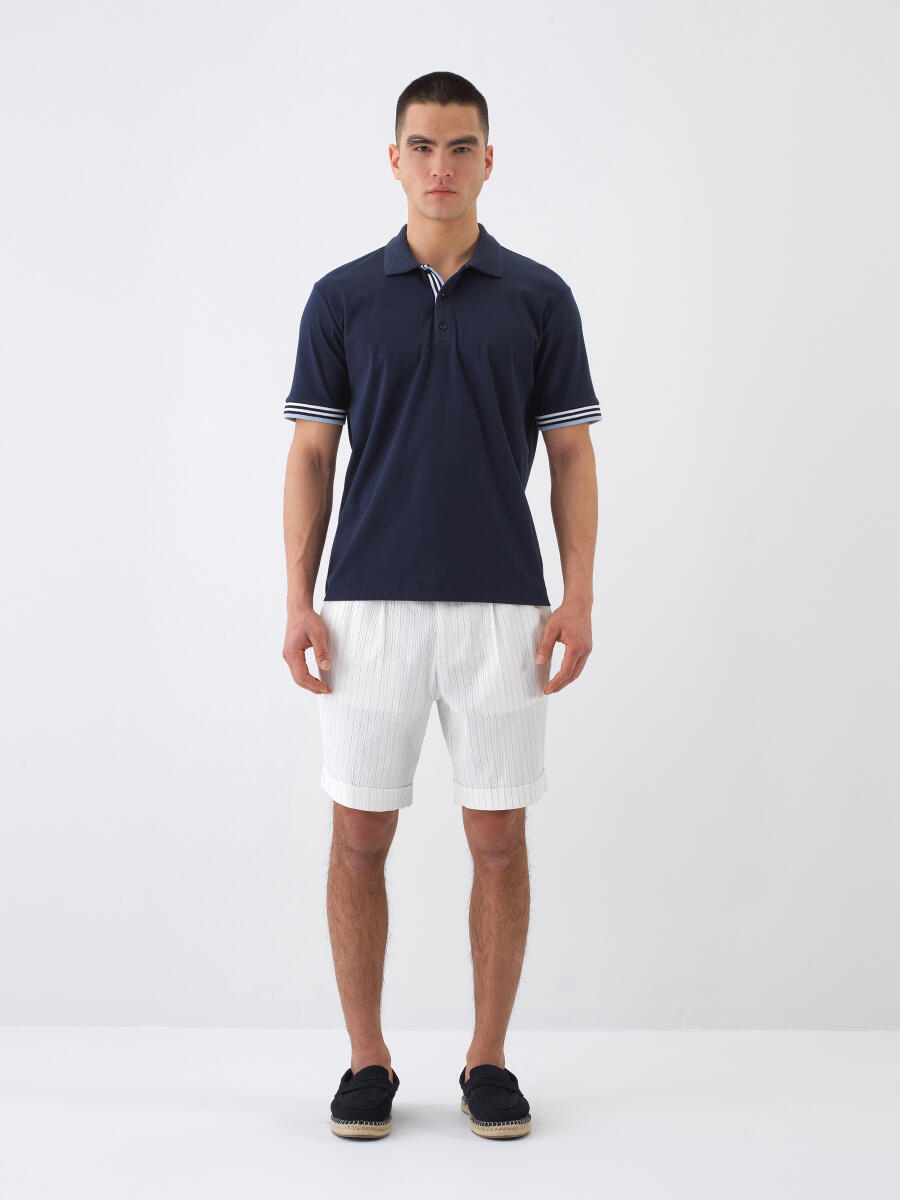 Lacivert Regular Fit Pamuklu Tişört - 2