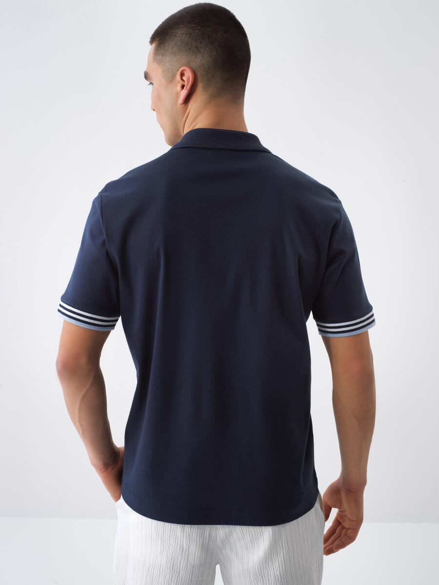 Lacivert Regular Fit Pamuklu Tişört - 4