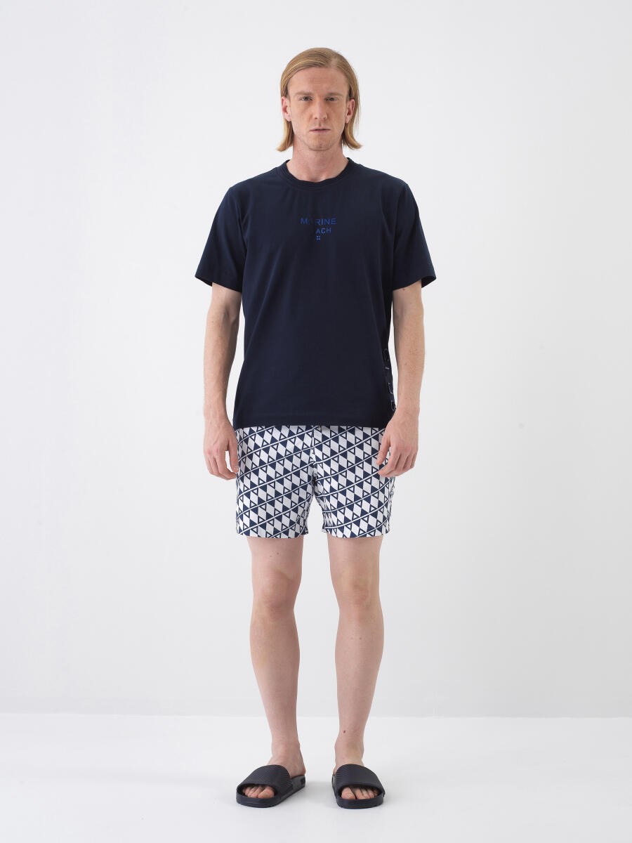 Lacivert Regular Fit Pamuklu Tişört - 2