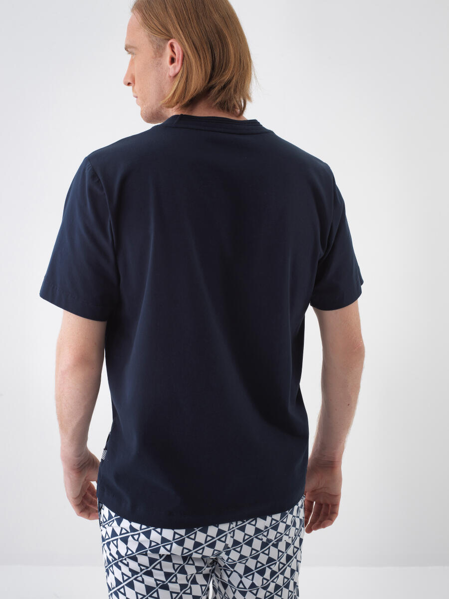Lacivert Regular Fit Pamuklu Tişört - 4